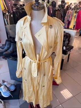 Polo by Ralph Lauren Pale Yellow Double-Breasted Trench Coat